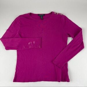 Lauren Ralph Lauren Sweater Womens Large Pink Buttons